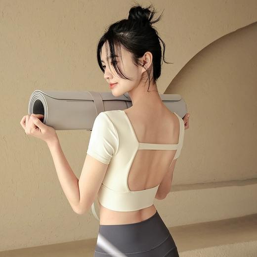 【限时秒】YOGACODE【火树银花系列】裸感镂空美背瑜伽t恤跑步外穿带胸垫健身上衣 YCDS498 （一体式胸垫） 商品图1