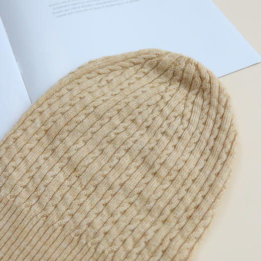 TG-TG04S056秋冬显脸小保暖真丝羊绒针织帽女毛线帽子桑蚕丝大头围月子帽 商品图3