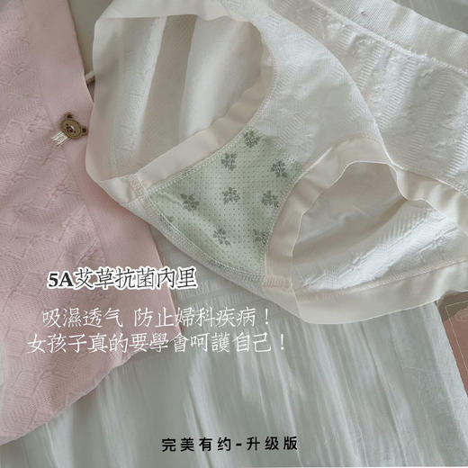 完美有约-升级版艾草小熊内裤 日系甜美少女感 艾草5A级抑箘底裆 高弹包臀 5条装/盒礼盒装 商品图2