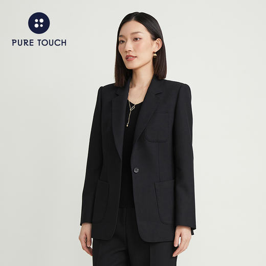 pure touch女士西服羊毛上衣时尚休闲黑色西装通勤百搭外套 商品图2