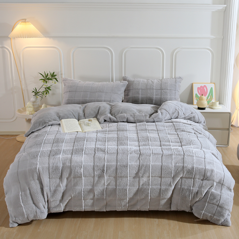 【自营】悠梦嘉居獭兔绒轻奢四件套天际灰4500g