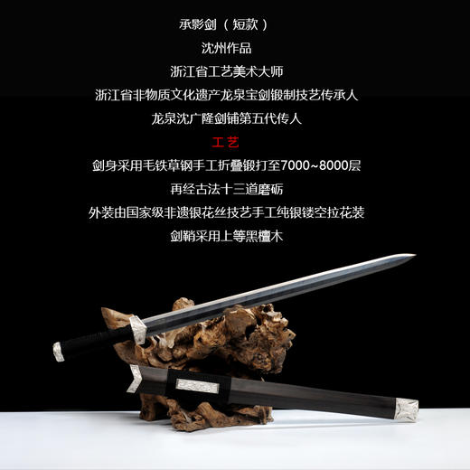 承影剑 沈州作品 龙泉沈广隆宝剑 手工传统剑 高工作品 未开刃sgl-2025 商品图5