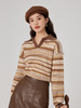 【年终特卖】熙世界老钱风穿搭复古条纹POLO领毛衣女慵懒风针织衫2025秋冬新款 商品缩略图4