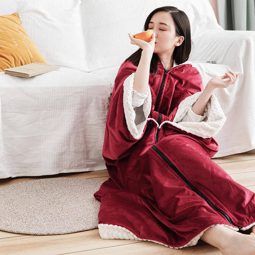 多用途懒人披肩保暖加厚毛毯空调毯小毯子单人办公室午睡披风睡袋 商品图6