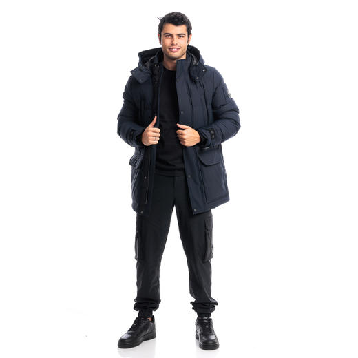 MOOSE KNUCKLES 男士金属驼鹿指节徽标连帽羽绒服 深蓝色 M32MJ152 833 商品图3