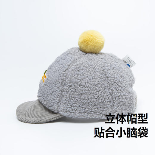迷你巴拉男童女童鸭舌帽秋冬宝宝毛绒拼接时尚保暖儿童帽子 商品图2