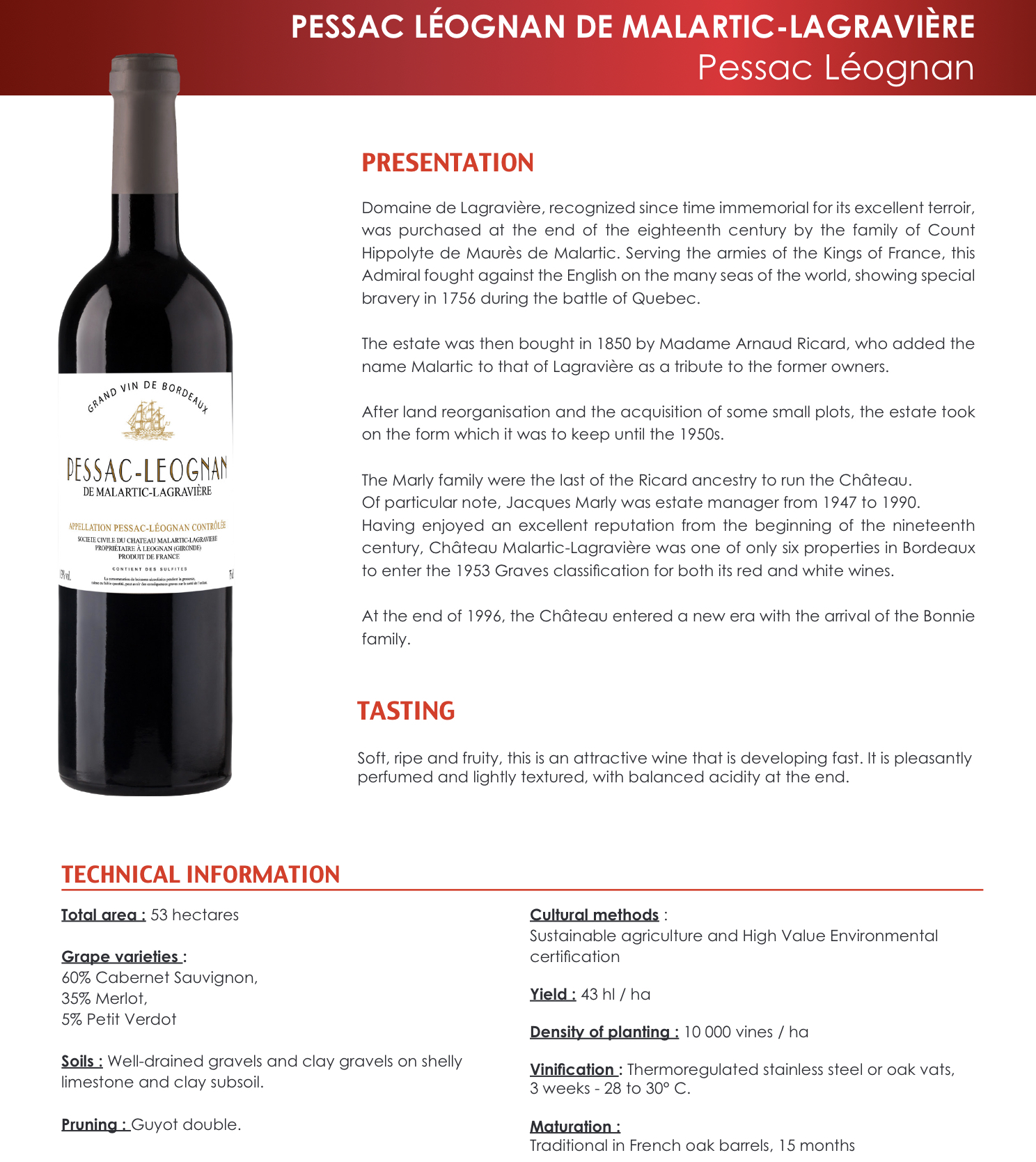 【名庄系列】玛拉佩萨克干红 2015