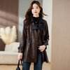 秋季新款，收腰显瘦PU皮衣外套女中长款设计感长袖翻领风衣夹克HR-CLYZ23191 商品缩略图9