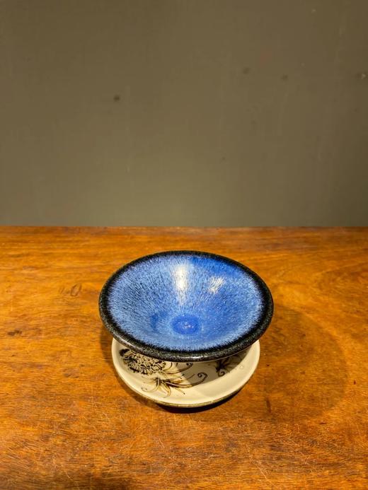 蓝曜变兔毫斑天目盏与黑白刻花盏托，顺丰包邮 商品图2