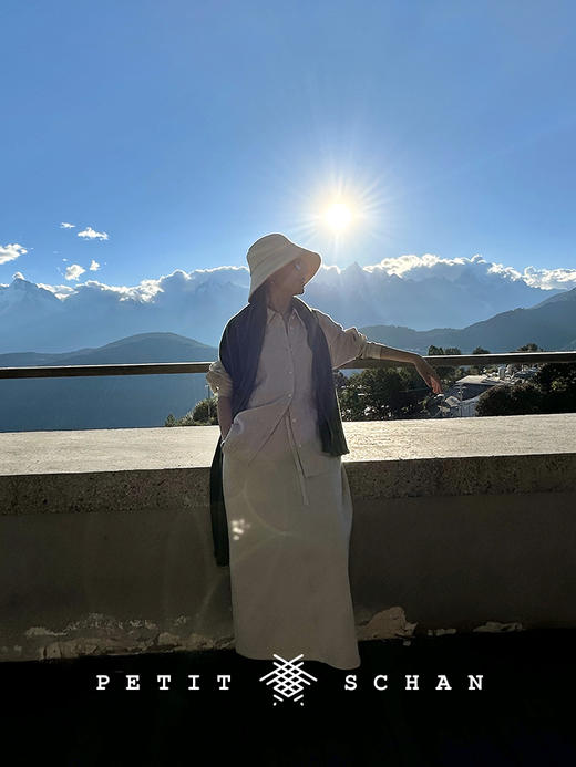 PETIT SCHAN小闪 CLO#370 Mung Bean Boiled Milk 绿豆煮奶 新疆长绒棉松紧腰刺绣加绒长半裙 商品图13