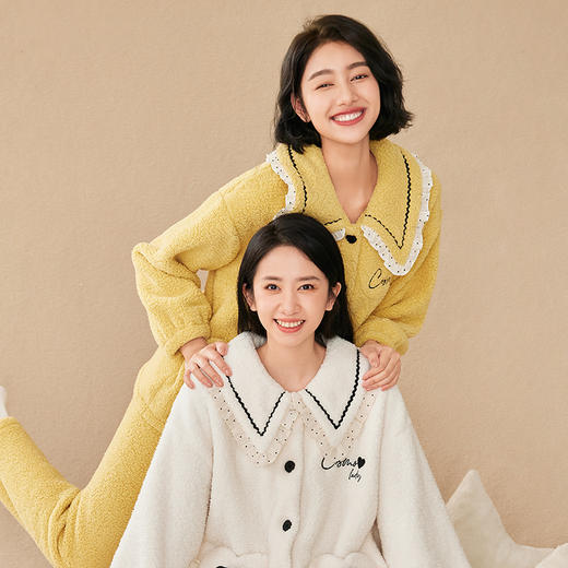 都市丽人生活家居女士睡衣羊羔绒法兰绒厚款长袖长裤类家居服套装LH31J1 商品图1