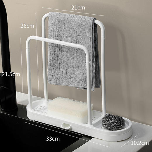 【厨房帮手，拒绝凌乱！】抹布架厨房用品置物架，海绵沥水台面水槽挂洗碗布收纳，居家必备lm 商品图5