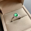 高冰种飘阳绿翡翠蛋面戒指18k白金钻石镶嵌 商品缩略图3
