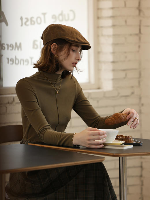 HeyDress法式高领连衣裙女秋冬复古拼接设计收腰修身显瘦气质裙子 商品图1