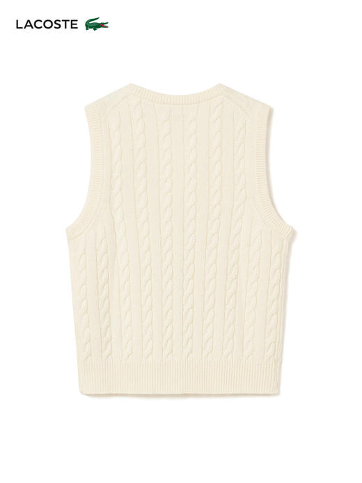 【海南专供价】Lacoste法国鳄鱼女装新款时尚v领系扣针织开衫背心AF0623-10 商品图1