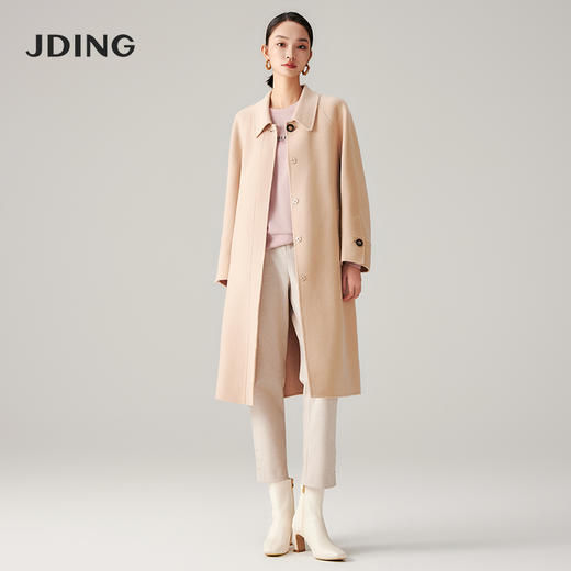 【商场同款】CJCI006  衬衫领双面呢大衣 优质绵羊毛,轻盈的包裹感 荔枝粉双面呢  衬衫领插肩袖大衣 商品图11