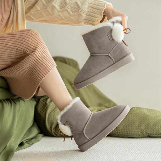 ZHR可爱蝴蝶结系带雪地靴女靴2023冬季新款长绒保暖舒适女靴 商品图9