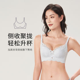 都市丽人聚拢升杯B杯适穿舒适更聚拢蕾丝无磁内衣薄款3/4杯常规文胸树脂胶圈四排扣新年本命年红品YB3AA6