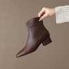 【预售5天】法式复古小短靴女韩系及踝靴头层牛皮方头粗跟V口中跟短筒靴HB&Z793 商品缩略图3
