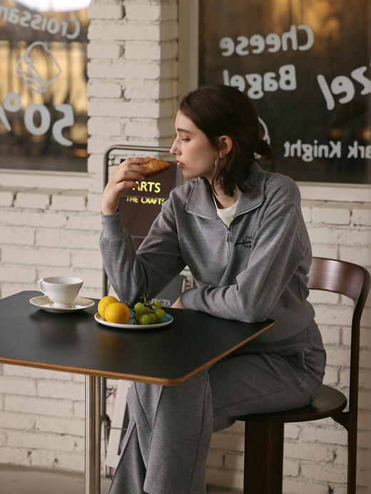 HeyDress灰色休闲裤女秋冬高腰宽松显瘦垂感针织阔腿裤百搭运动裤 商品图3