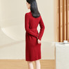 米思阳【100%绵羊毛】2025冬季新款气质优雅中国红羊毛连衣裙2342 商品缩略图7