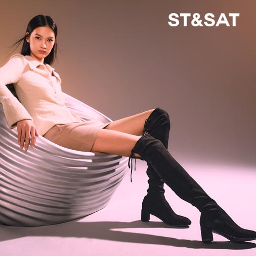 星期六时尚过膝方粗跟长靴时装靴SS34117545 商品图3