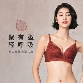 都市丽人聚拢升杯B杯适穿舒适更聚拢蕾丝内衣中厚款3/4杯常规文胸树脂胶圈四排扣新年本命年红品YB31A9