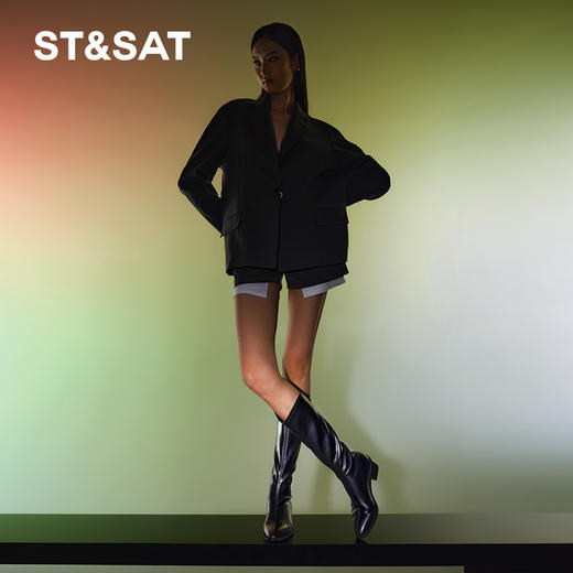 星期六时尚粗跟骑士靴高筒靴SS34117517 商品图4