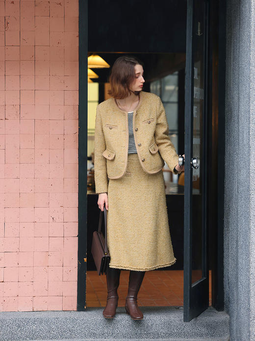 HeyDress小香风半身裙高腰显瘦a字裙法式复古气质半裙 商品图2