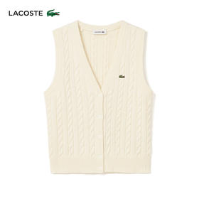 【海南专供价】Lacoste法国鳄鱼女装新款时尚v领系扣针织开衫背心AF0623-10