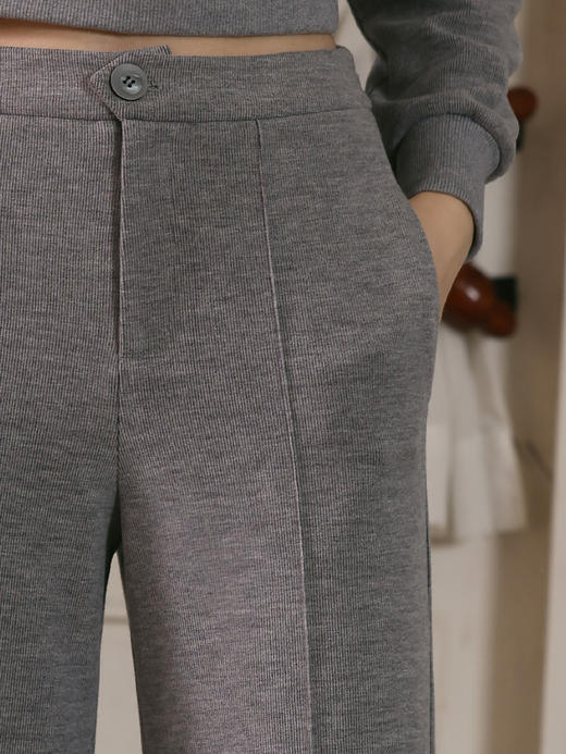 HeyDress灰色休闲裤女秋冬高腰宽松显瘦垂感针织阔腿裤百搭运动裤 商品图1