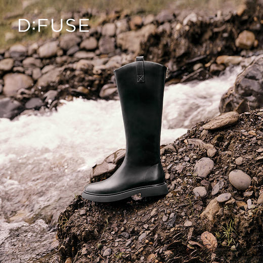 Dfuse迪芙斯2023冬季新款圆头骑士靴弹力瘦瘦长筒高靴DF34117163 商品图11