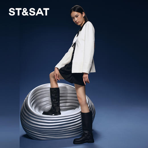 星期六美拉德复古金属扣长靴SS34117448 商品图6