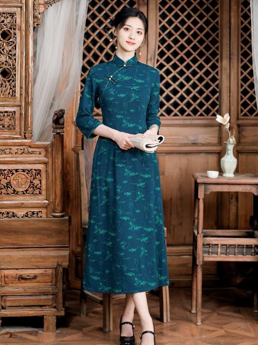 舒适简约，女长款妈妈装洋气大减龄摆裙遮肚改良秋冬装新款裙旗袍连衣裙GSJ-3507 商品图1