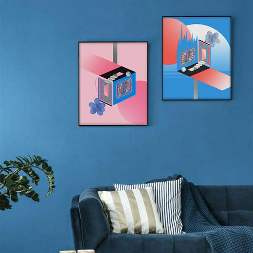 多喜爱布艺装饰 千鸟格抽象拼贴风格格伦格系列挂画cs 商品图2