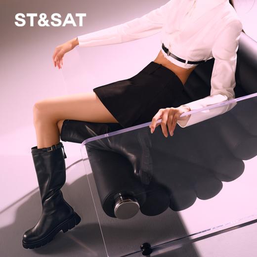 星期六英伦复古扣带长筒靴SS34117569 商品图4