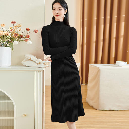 米思阳2025秋冬季新款时尚气质修身显瘦羊毛针织鱼尾连衣裙3129 商品图6