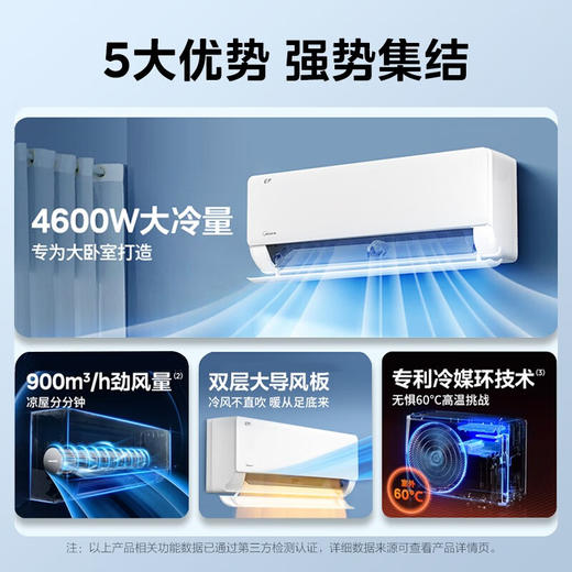 美的（Midea）KFR-46GW/JH1-1 空调2匹挂机机煌一级能效壁挂式变频空调挂机冷暖大风量客厅主卧适用18~27平方 2匹 商品图1