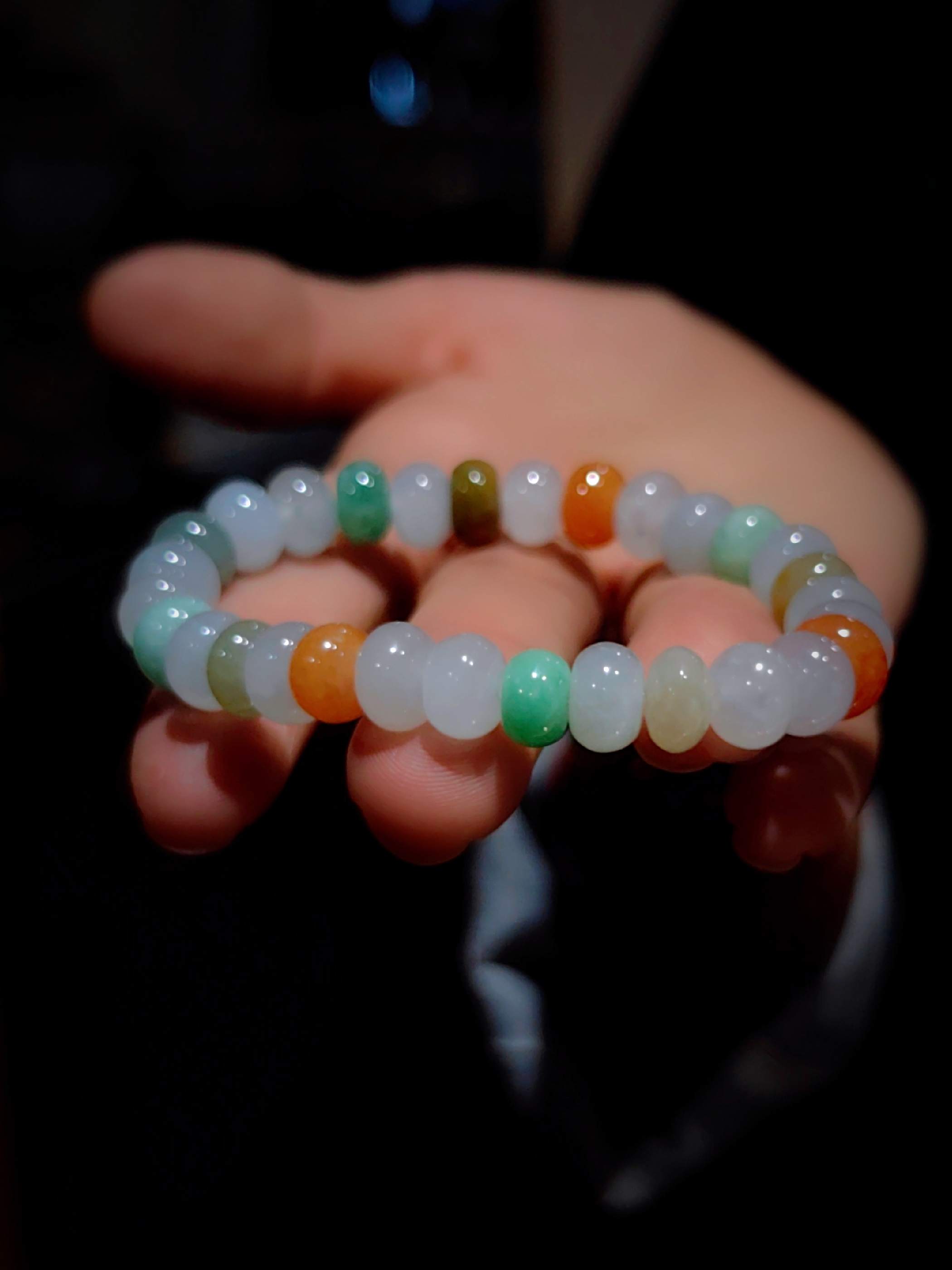 糖果色翡翠算盘珠串