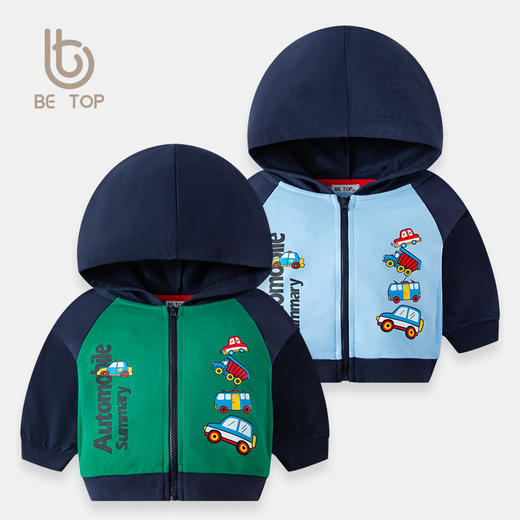 【专柜品质】be top品牌儿童纯棉连帽卫衣外套 男童卡通春秋薄款拉链外套 商品图3