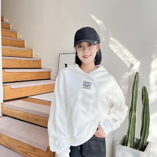 2023早秋款时尚休闲纯色连帽印花宽松休闲百搭套头长袖卫衣 商品图0