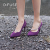 Dfuse迪芙斯秋季新款绒面羊皮尖头钻链高跟鞋女DF33111071 商品缩略图7
