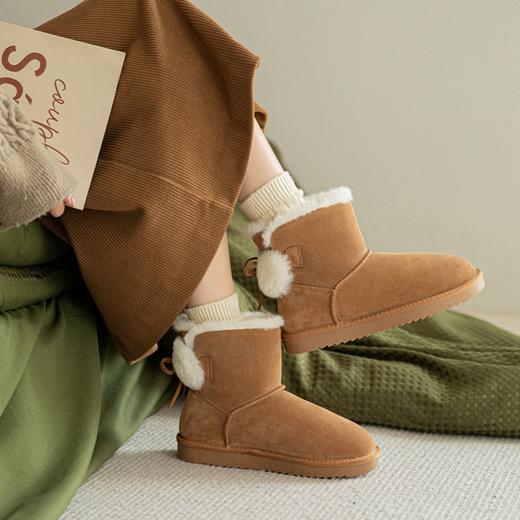 ZHR可爱蝴蝶结系带雪地靴女靴2023冬季新款长绒保暖舒适女靴 商品图13