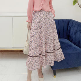 EIIR司歌雪纺印花伞裙气质半裙EC881399