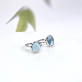 海蓝宝戒指-全包半圆蛋面