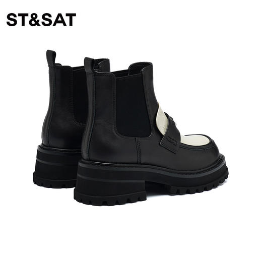 星期六英伦拼色松糕厚底烟筒短靴SS34116513 商品图13