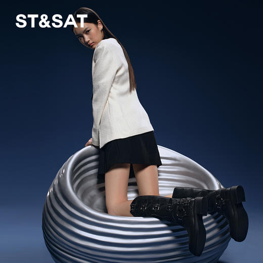 星期六美拉德复古金属扣长靴SS34117448 商品图5