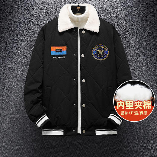 【新款DSY】大依优型大码夹棉外套薄棉服翻领棉衣大码男装宽松潮流男士加肥加大胖子上衣保暖 商品图0