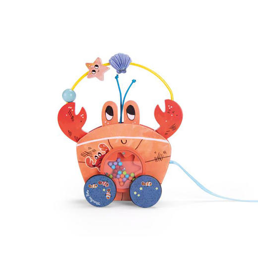 法国 Moulin Roty 儿童益智木制牵引积木车 - 螃蟹-676370 商品图0