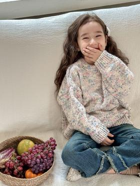 【精湛的编织工艺，展现时尚与个性！】女童彩点球球毛衣2023冬装新款时髦彩点棉抗起球针织衫儿童毛线衣lm
